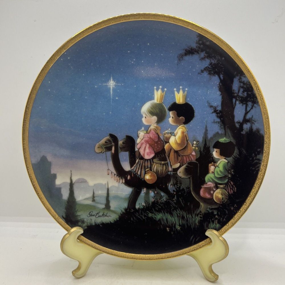 1991 HAMILTON COLLECTION PRECIOUS MOMENTS THEY FOLLOWED THE STAR 3‎ KINGS PLATE